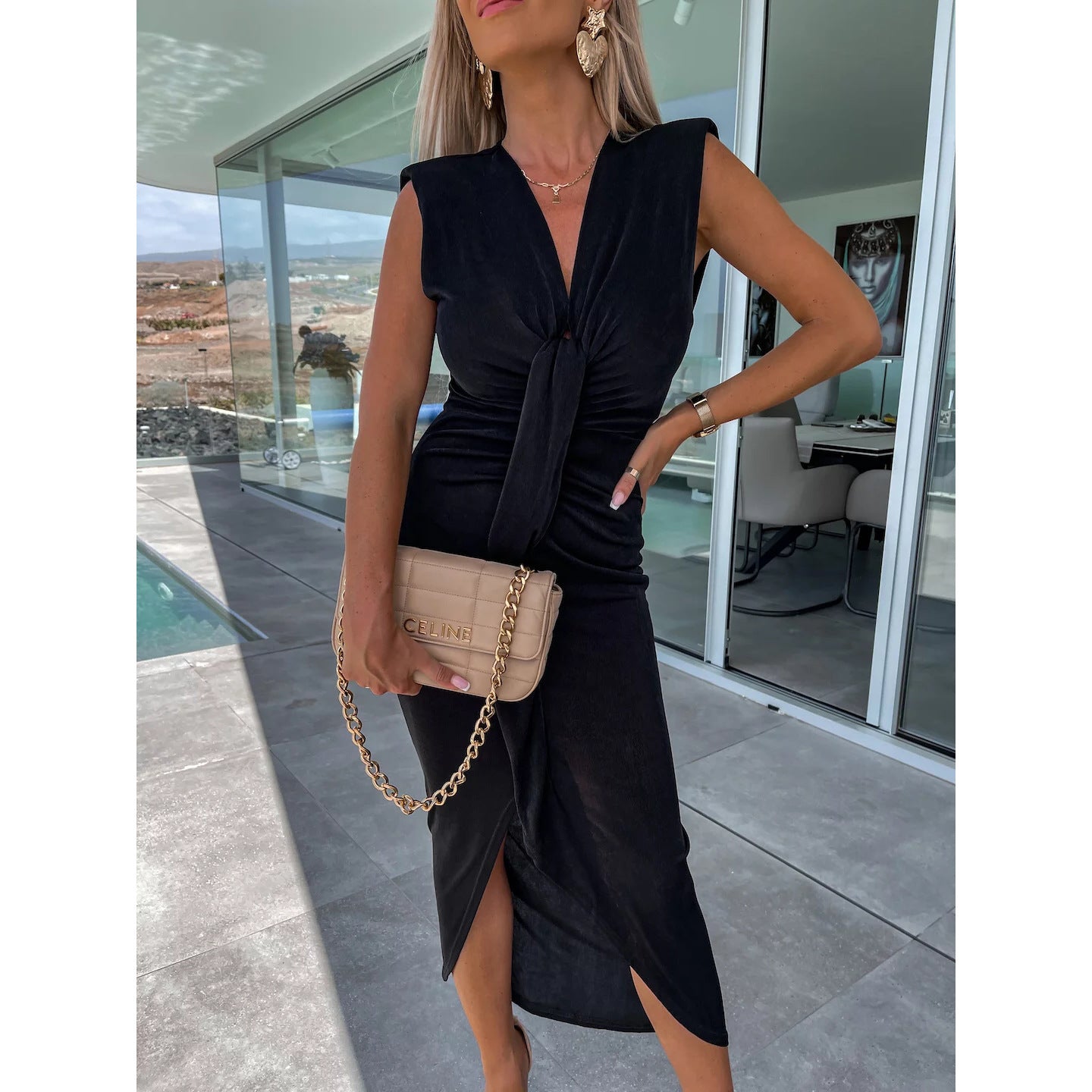 Pleated Casual Vacation Dress – Loose & Flowy for Women