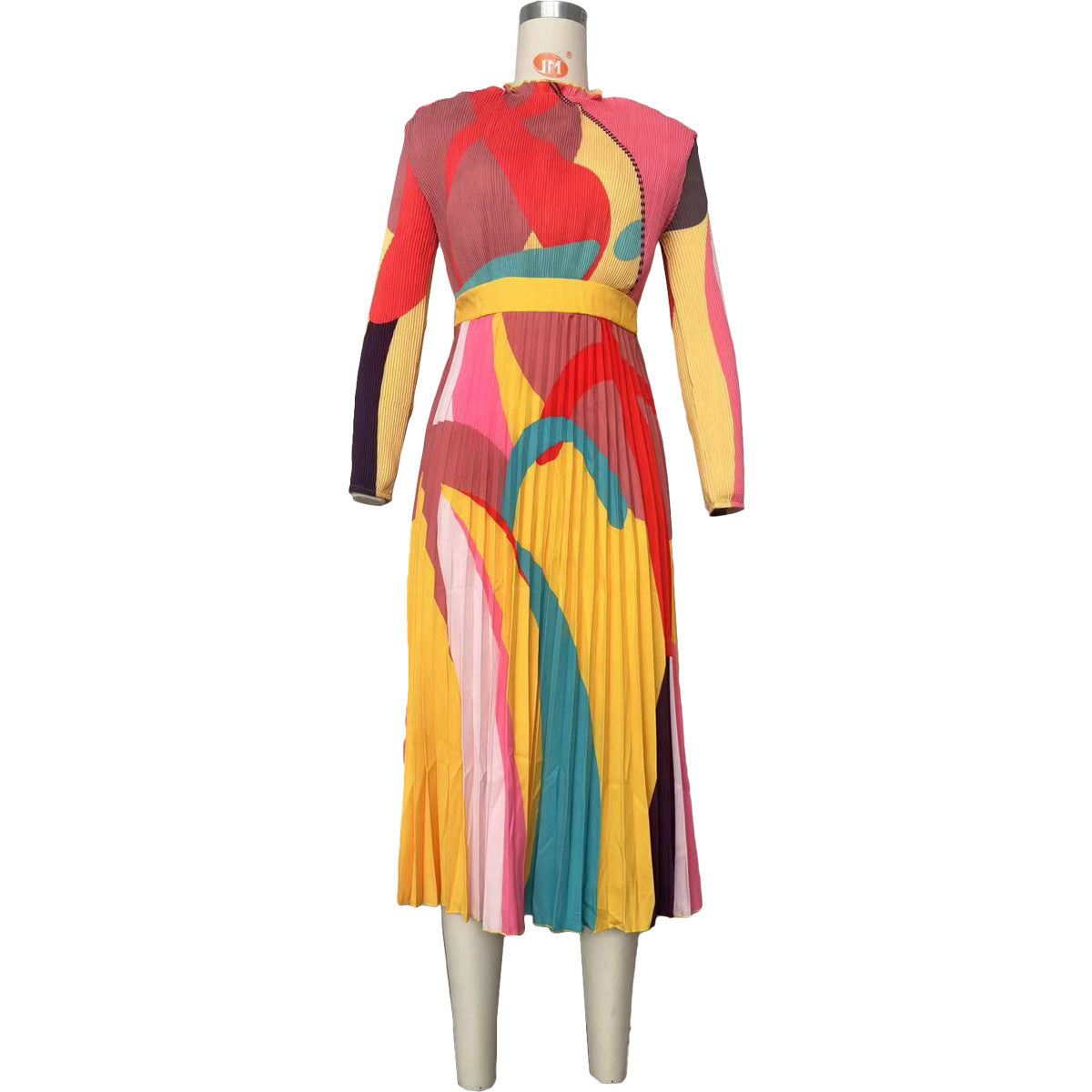 Pleated Princess‑Line Maxi Dress – Satin Feel Polyester, Elegant A‑Line Silhouette