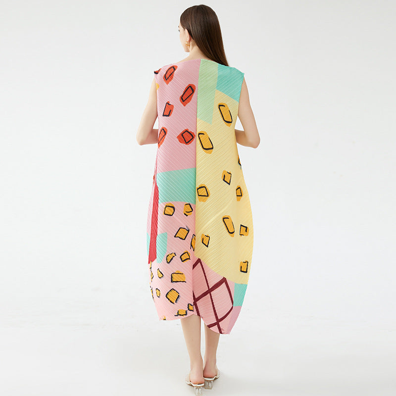 Pleated Umbrella Skirt Dress – High-Waisted A-Line Midi with Flared Silhouette