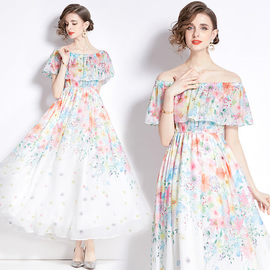 Elegant Split Chiffon Maxi Dress for Women – Flowing A-Line with High Slit