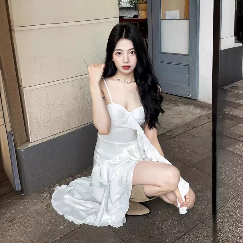 Ruffled Spaghetti Strap Mini Dress – Vacation Style Summer Dress for Women