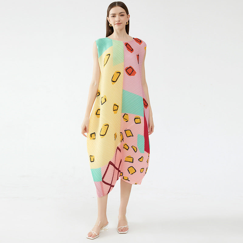 Pleated Umbrella Skirt Dress – High-Waisted A-Line Midi with Flared Silhouette