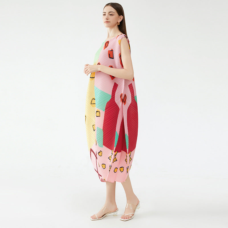 Pleated Umbrella Skirt Dress – High-Waisted A-Line Midi with Flared Silhouette