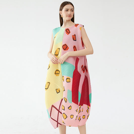 Pleated Umbrella Skirt Dress – High-Waisted A-Line Midi with Flared Silhouette
