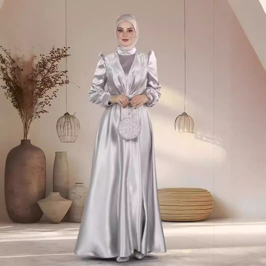 Graceful Satin Tube‑Top Maxi Dress – Elegant Sleeveless Evening Gown