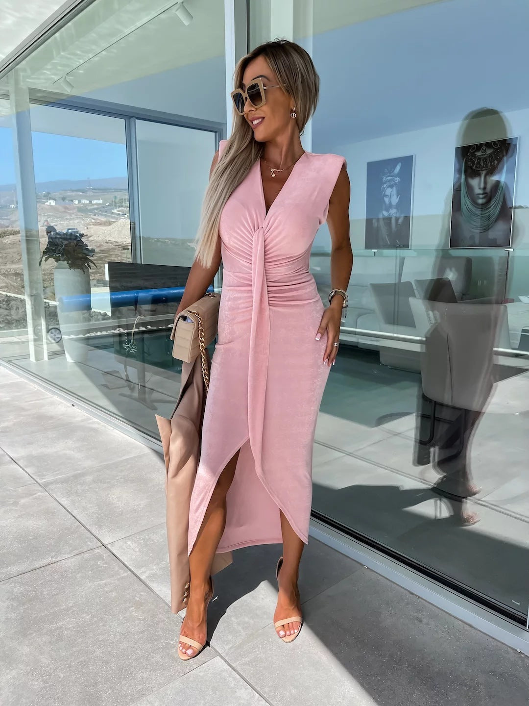 Pleated Casual Vacation Dress – Loose & Flowy for Women