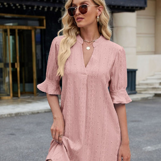 Casual Bell-Sleeve Dress – Relaxed Fit Midi with Flowing Sleeves