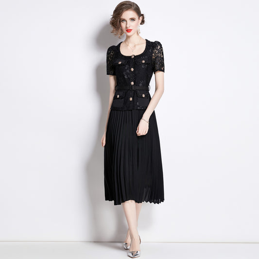 Elegant Lace Embroidery Maxi Dress for Women – V‑Neck Bohème Gown