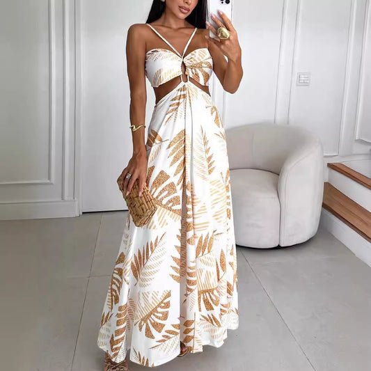 Fashion Printed Dress for Woman – Mid‑Waist, Casual A‑Line Summer Dress