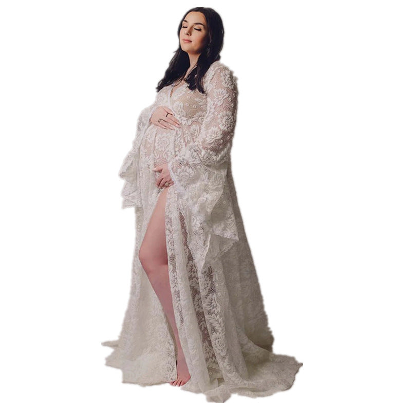 Elegant Lace Maxi Dress – Formal Style with Stretch Comfort